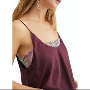 NWOT Free People Turn it On Sequin Beaded Camisole